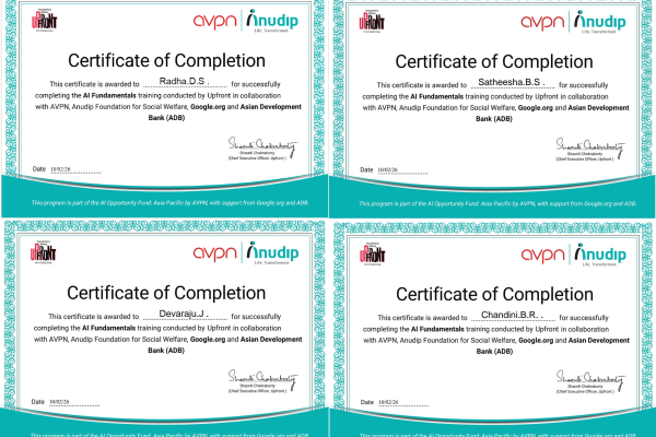 Certificates of Staffs on completion of AI Training